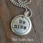 Be Nice - Pewter Pebble Droplet Pendant Necklace