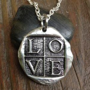 Wax Seal Pendant Necklace Love