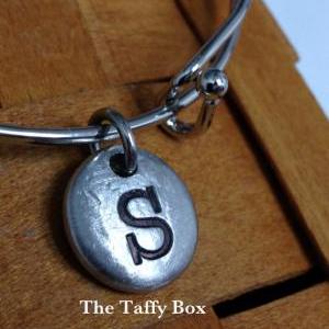 Monogrammed Silver Bracelet With Pearl Dangle