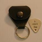 Leather Guitar Pick Case Keychain