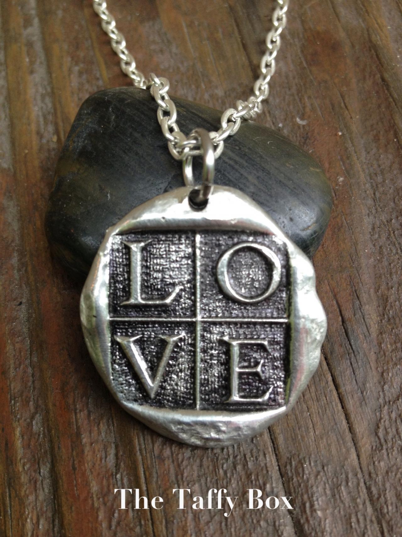 Wax Seal Pendant Necklace Love