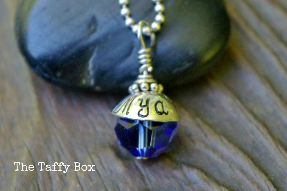 Hand Stamped Birthstone Bead Necklace